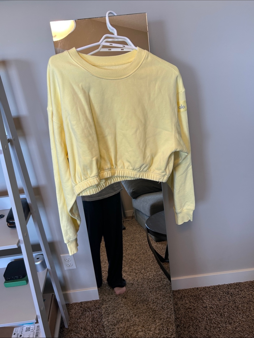 Alo Yoga Devotion Crew Neck Pullover / Medium / Buttercup Yellow Crop Sweater